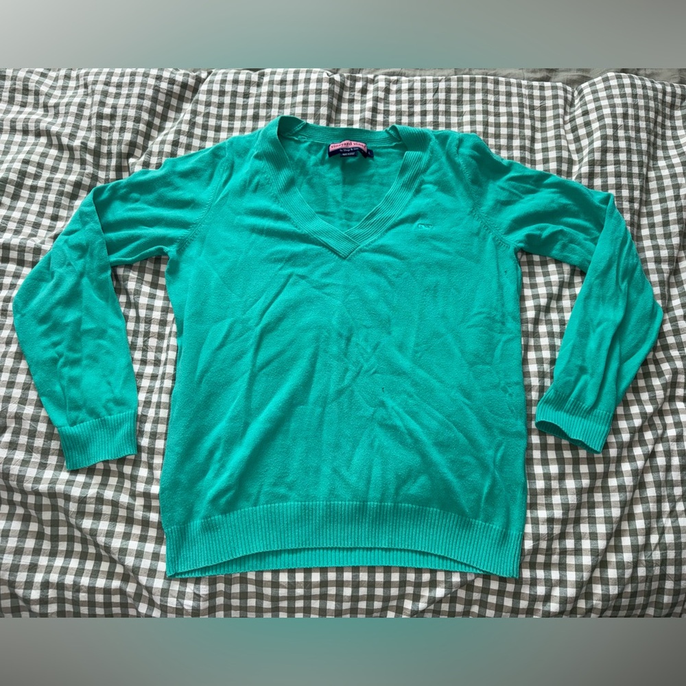 Vineyard Vines Turquoise V-Neck Sweater